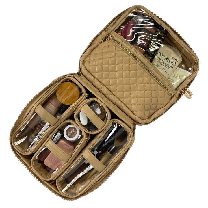 PurseN (new) - Wholesale Makeup/Cosmetic Bag - Mini Diva Makeup Case - Nude Quilted