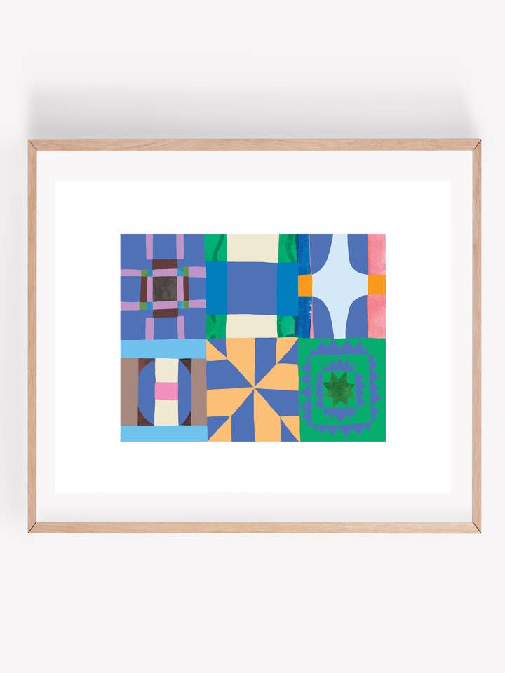 Blue Quilt Art Print for wholesale by Persika Design Co.