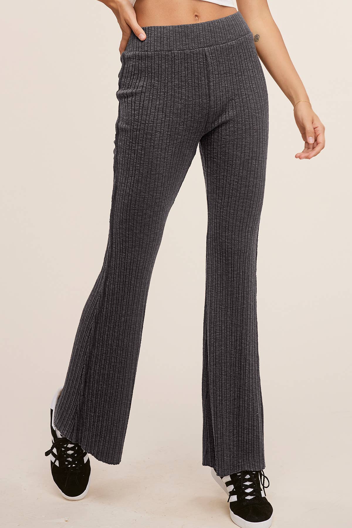 La Miel - Wholesale Lounge Sweatpants/Joggers - Women's - JAP4174-Basic Ribbed Fitted Silhouette Loungewear Pants13