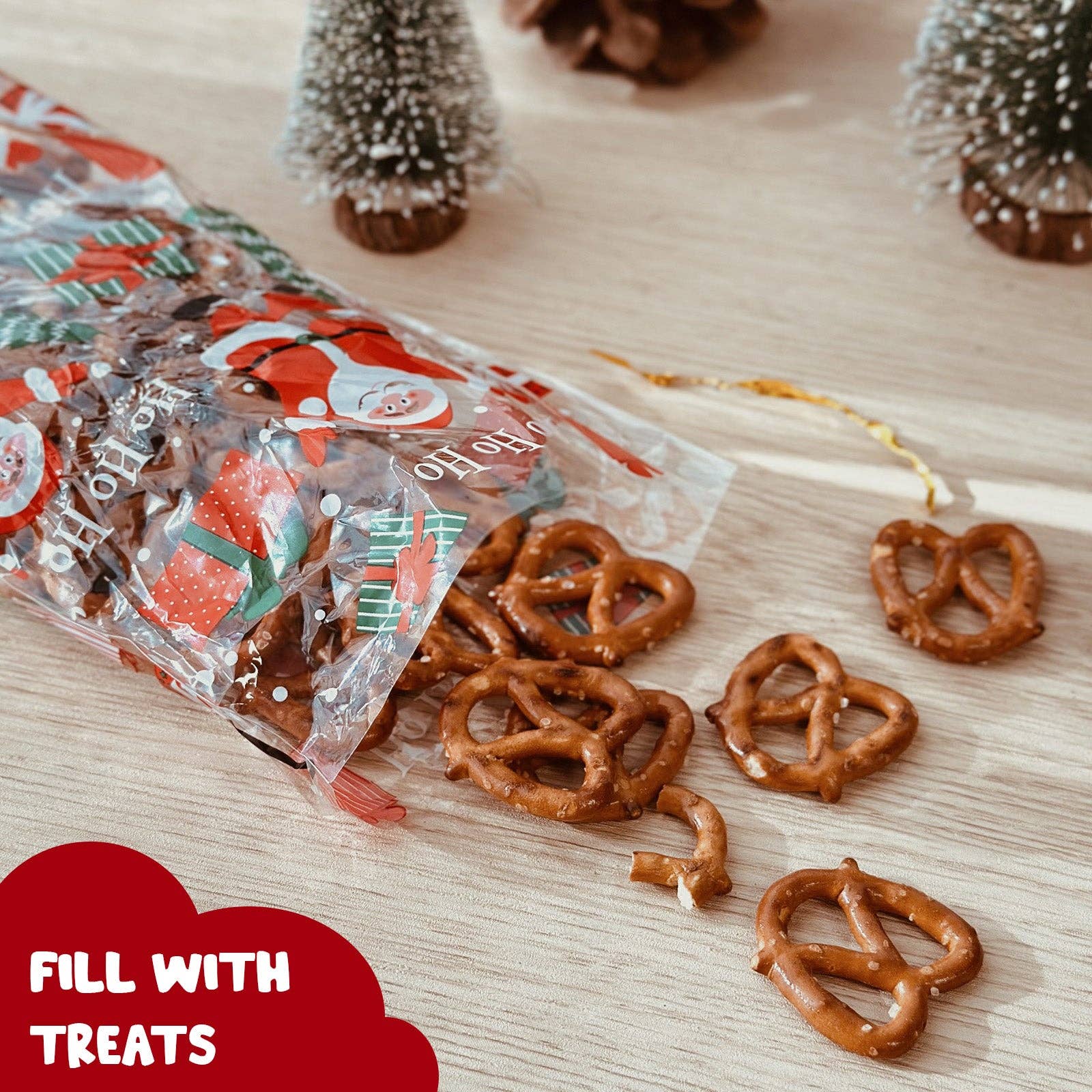 Wrapables.com - Wholesale Gift Bag - Wrapables 100pcs Christmas Cellophane Treat Bags and Ties11