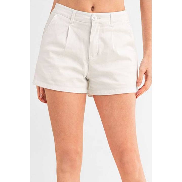 UP CLOTHING - Wholesale Shorts - Women's - COTTON TWILL PLEATED SHORTS W ELASTIC WAISTBAND2