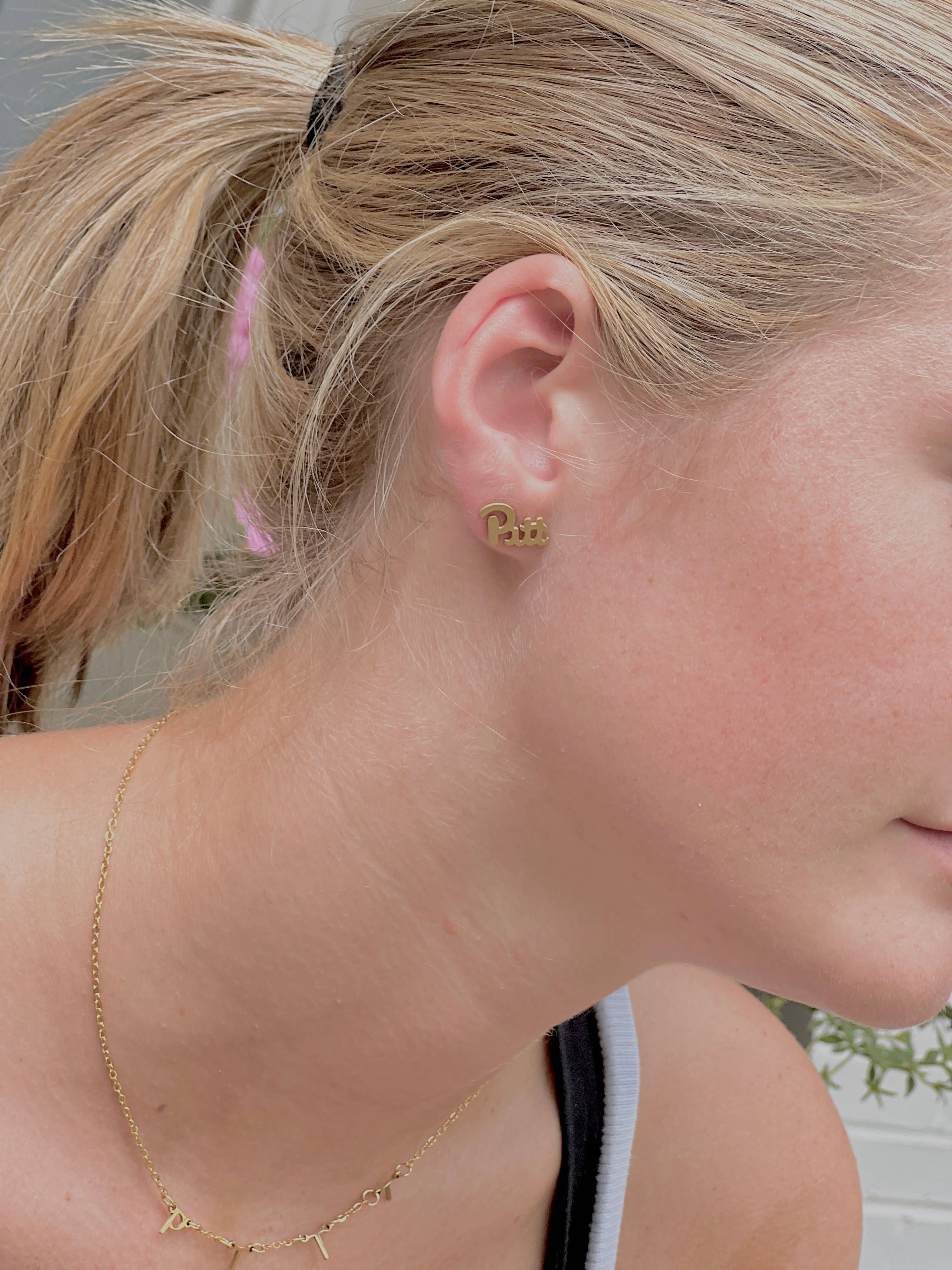 Steele Sloan Designs - Wholesale Stud/Post Earrings - Pittsburgh Pitt Logo Gameday Earrings Pitt Panthers Gift1