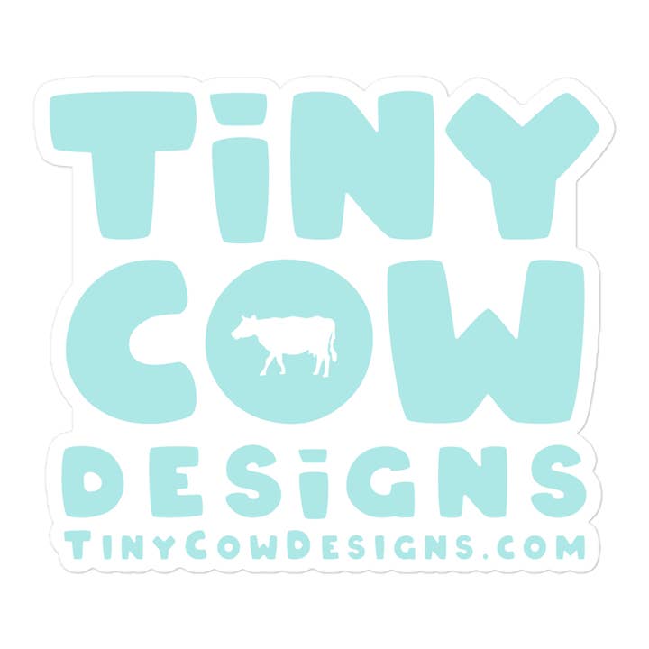 "Moo Merch" Logo Sticker - Blue for wholesale by Tiny Cow Designs