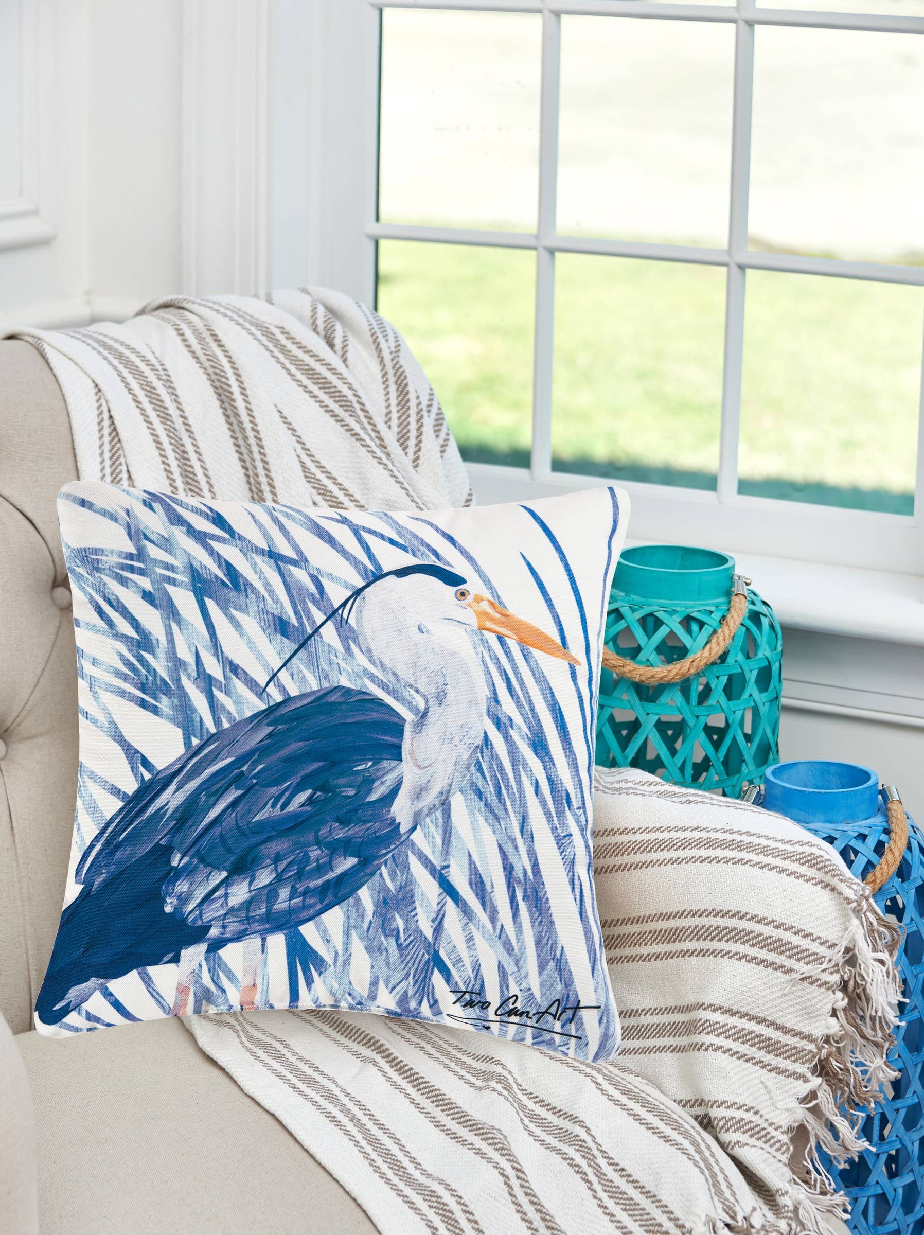 C&F Home - Wholesale Throw/Decorative Pillow - Coastal Blue Heron Bird Indoor/Outdoor Throw Pillow2