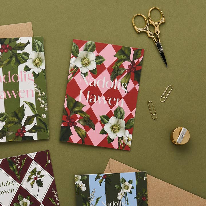 Catherine Lewis Design - Wholesale Christmas card - Nadolig Llawen - Carnivalesque -Cymraeg/Welsh Christmas Card2