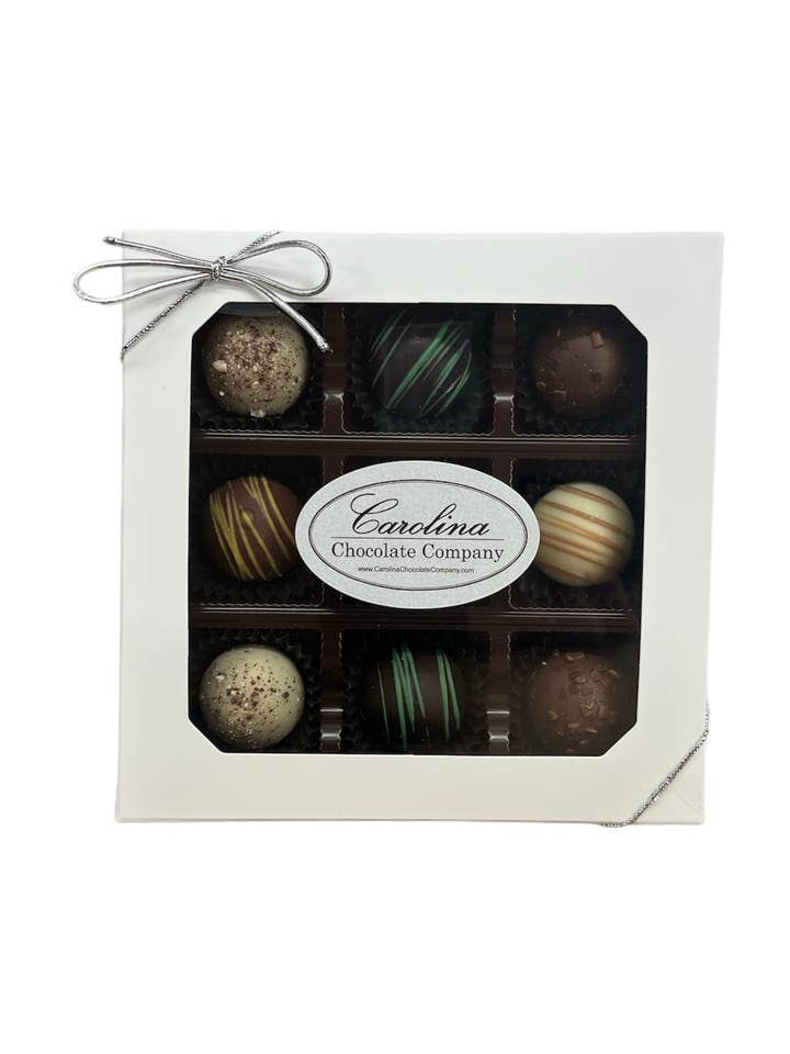 9 Piece Truffle Assortment Box for wholesale by Carolina Chocolate Company