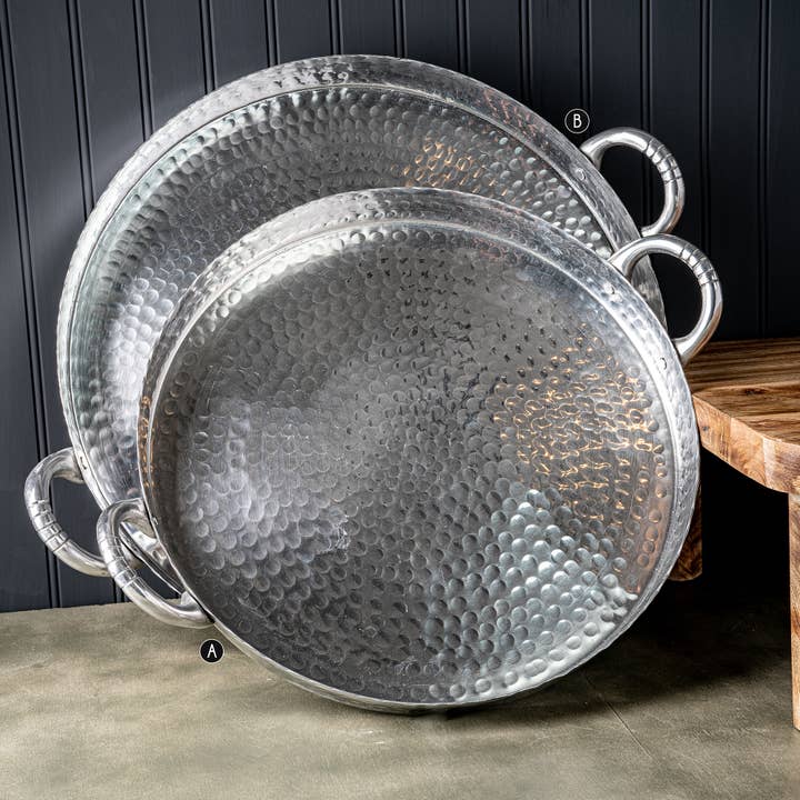 India Handicrafts Inc - Wholesale Decorative Tray - 19" Scalloped Hammered Tray