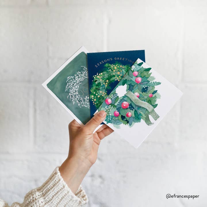 E. Frances Paper - Wholesale Christmas Card - Cozy Penguins (Boxed Set of 6) | Holiday Christmas Cards