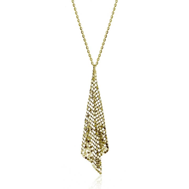 18K Gold EP 19" Speccio Draped Cone Pendant Necklace for wholesale by Luxe on Main LLC