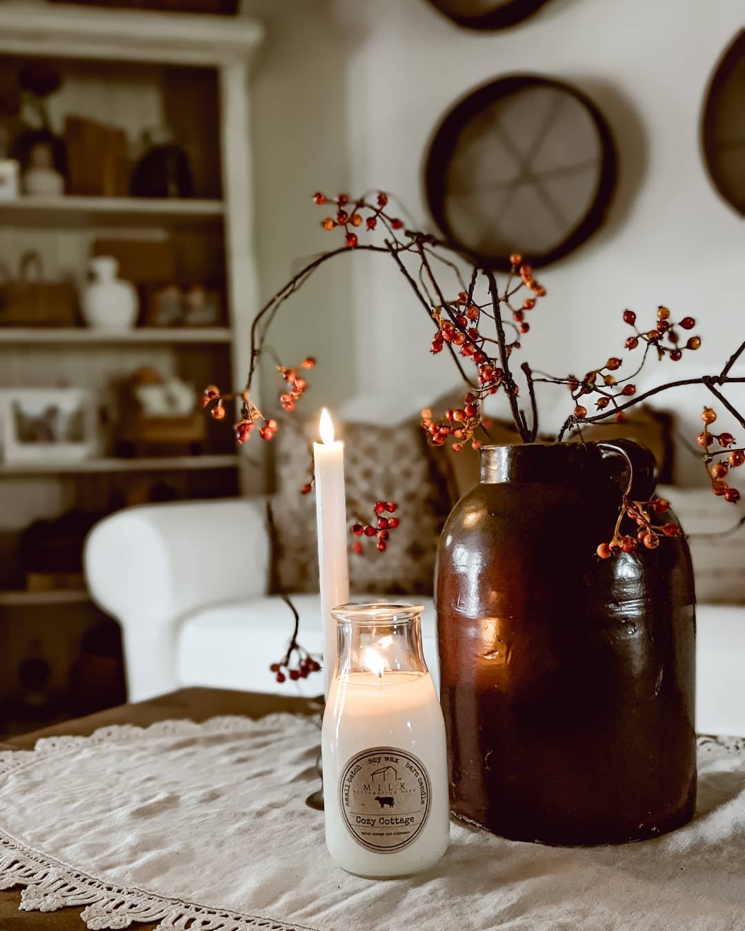 Milk Reclamation Barn - Wholesale Jar/Filled Candle - Milk Bottle Candle Cozy Cottage (Orange & Cinnamon)2