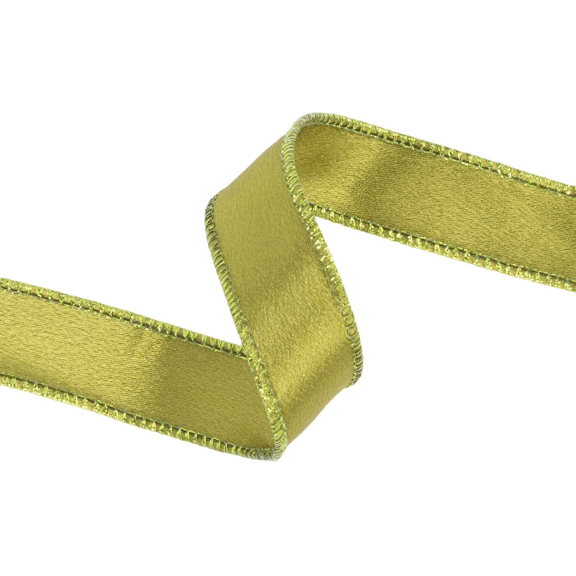 LA Ribbons Wholesale – wholesale Ribbon – Gift wrapping – 1" Wired Shimmer Satin Ribbon | Moss with Moss Backing | 10 Yard Roll4