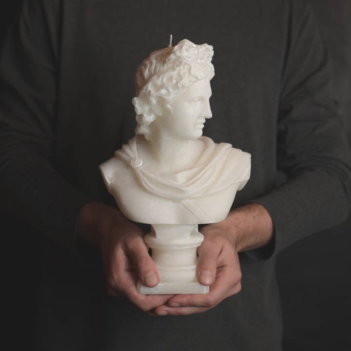 Agora Home DECO – Engroshandel Gavelys – Hvid Apollo Xl Græsk Hovedlys - Romersk Buste Figur