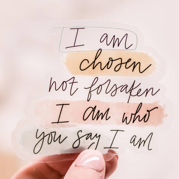 50 autocollants - I Am Chosen Transparent, Autocollant 3x3 pour la vente par Savannah and James Co