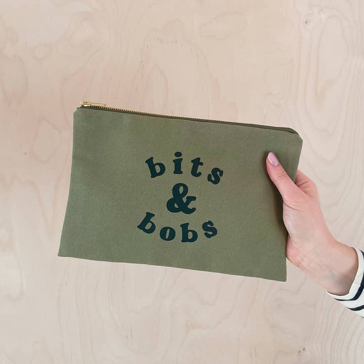Bits & Bobs - Olive Green Pouch for wholesale by Alphabet Bags