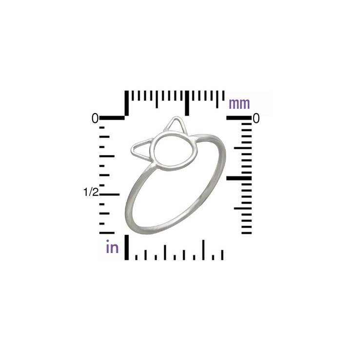 Nina Designs - Wholesale Band/Stacked Ring - Sterling Silver Small Cat Ring2