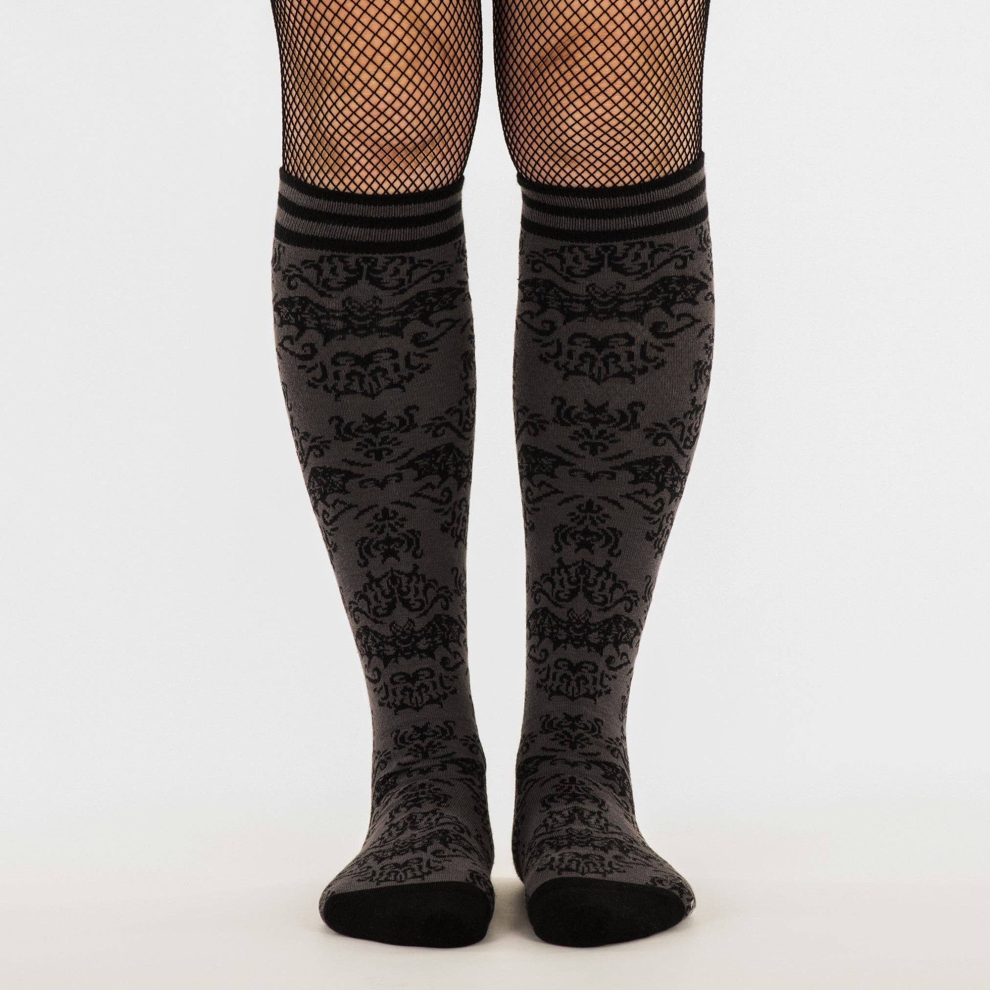 FootClothes LLC - Wholesale Socks - Women's - Bat Damask Knee High Socks13