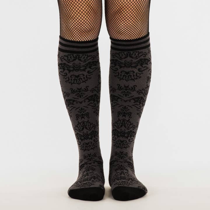 FootClothes LLC - Wholesale Socks - Women's - Bat Damask Knee High Socks13