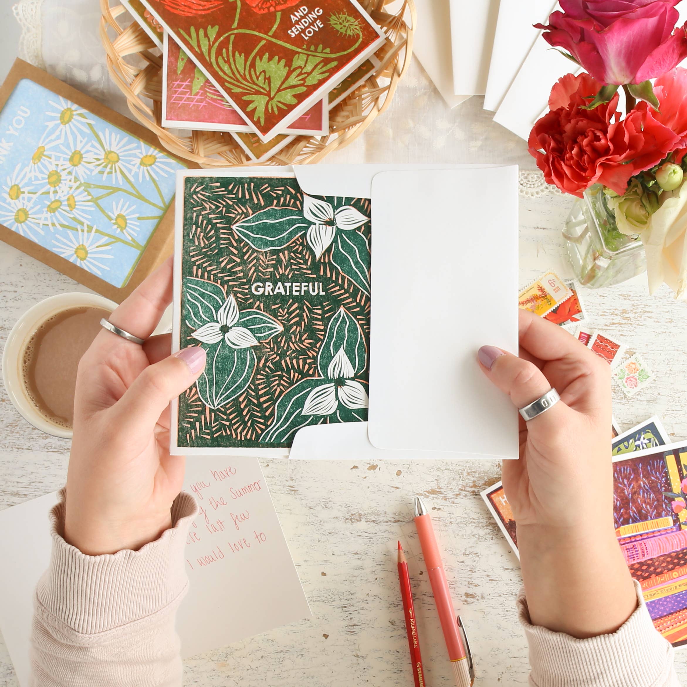 Heartell Press - Vente Cartes de remerciements - Carte de gratitude Grateful (Trillium)3