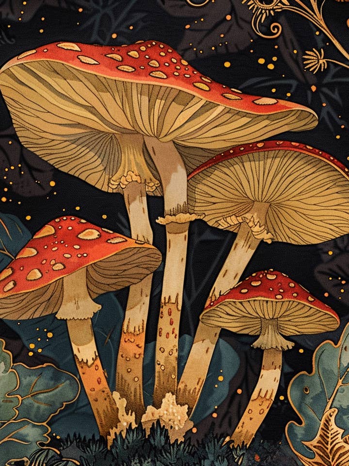 Impression artistique Art Nouveau en forme de champignon, 8 x 10 pouces pour la vente par Mowbi