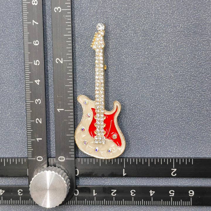 Mio Queena - Wholesale Brooch - Rhinestone Enamel Rock and Roll Guitar Brooch3