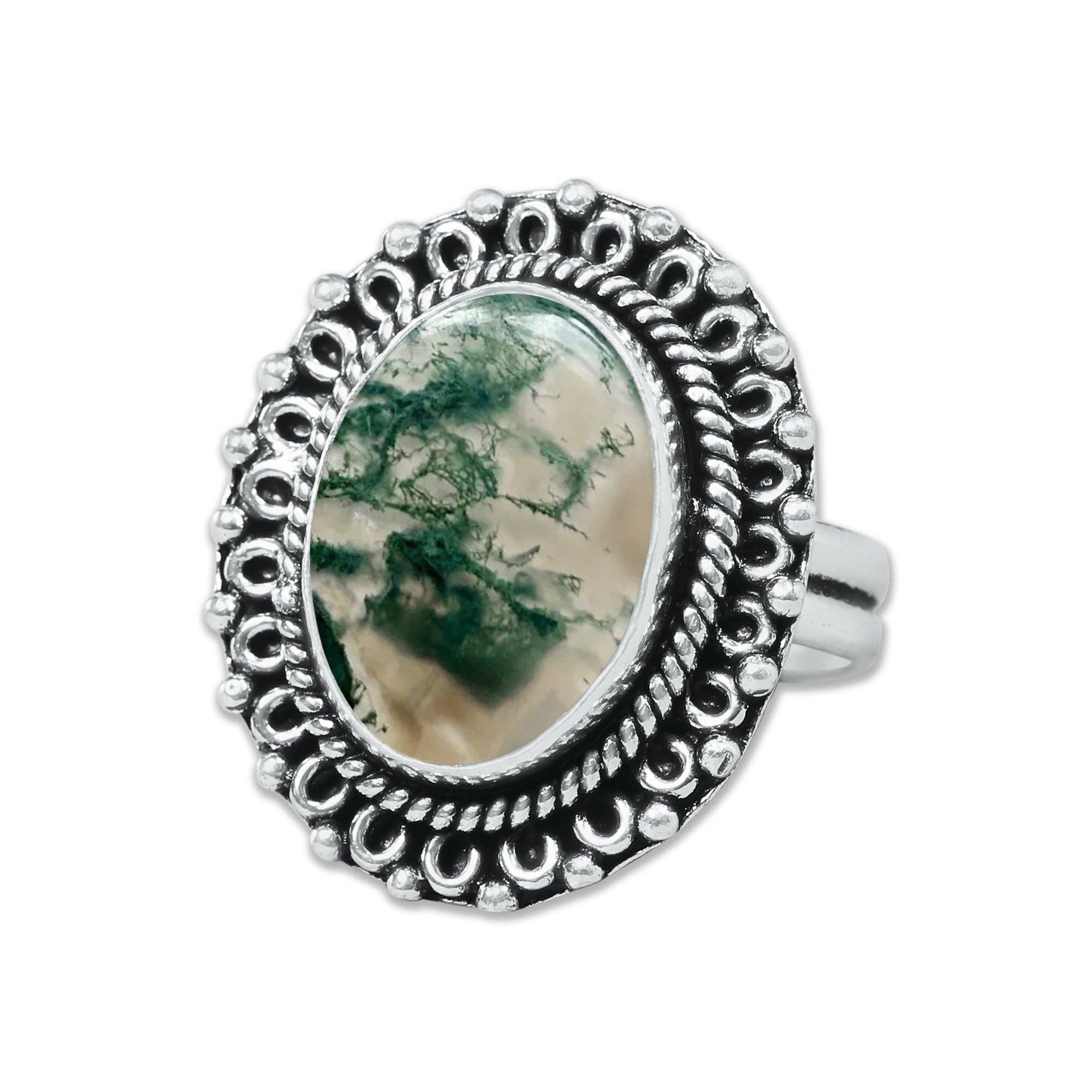 Handmade Jewels – wholesale Cocktail/Statement Ring – Mossagatringar – Handgjorda, Silverpläterade, Naturinspirerade (Tillverkade på Beställning)16