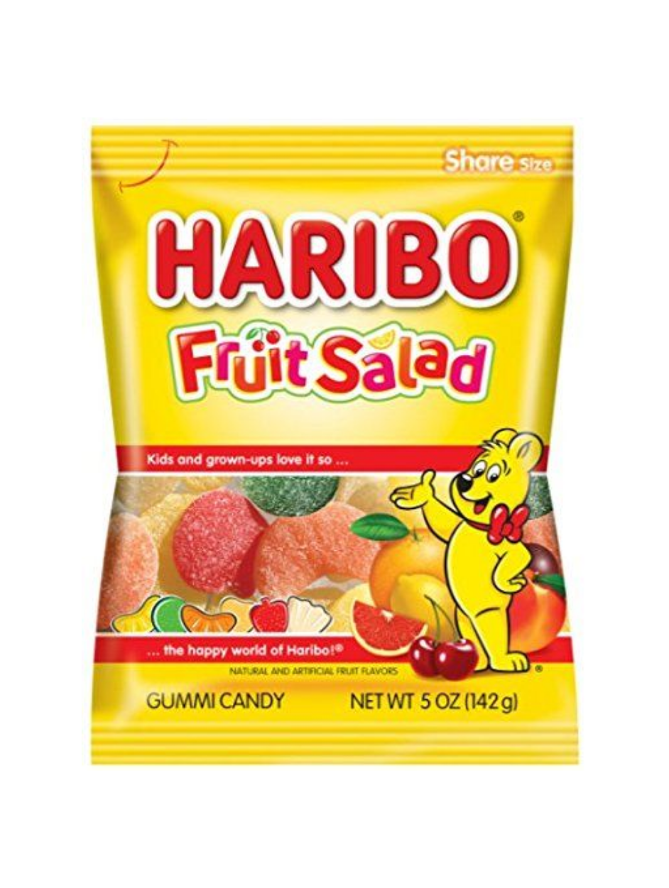 Snacky Candy - Wholesale Gummy - Haribo Share Size Fruit Salad 5oz 12 packs0