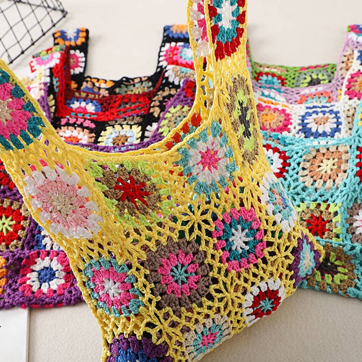 Funkyrel® Atzbranding Limited - Wholesale Tote Bag - Women's - Vintage Handmade Crochet Bag - Exquisite Handcrafted Handbag