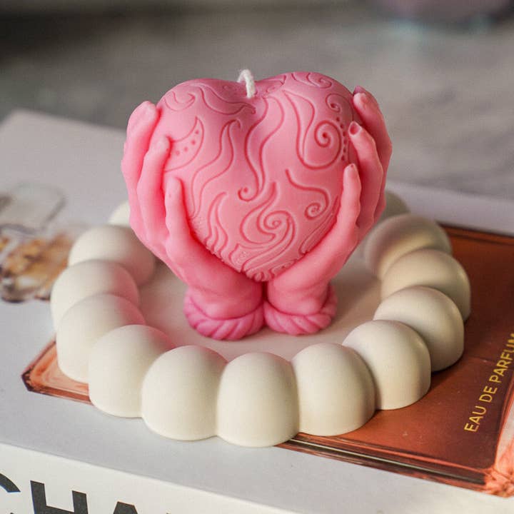 Gokican - Wholesale Grappige kaars - Hartkaars met handen in de hand, sojawas, moederdag, woondecoratie0