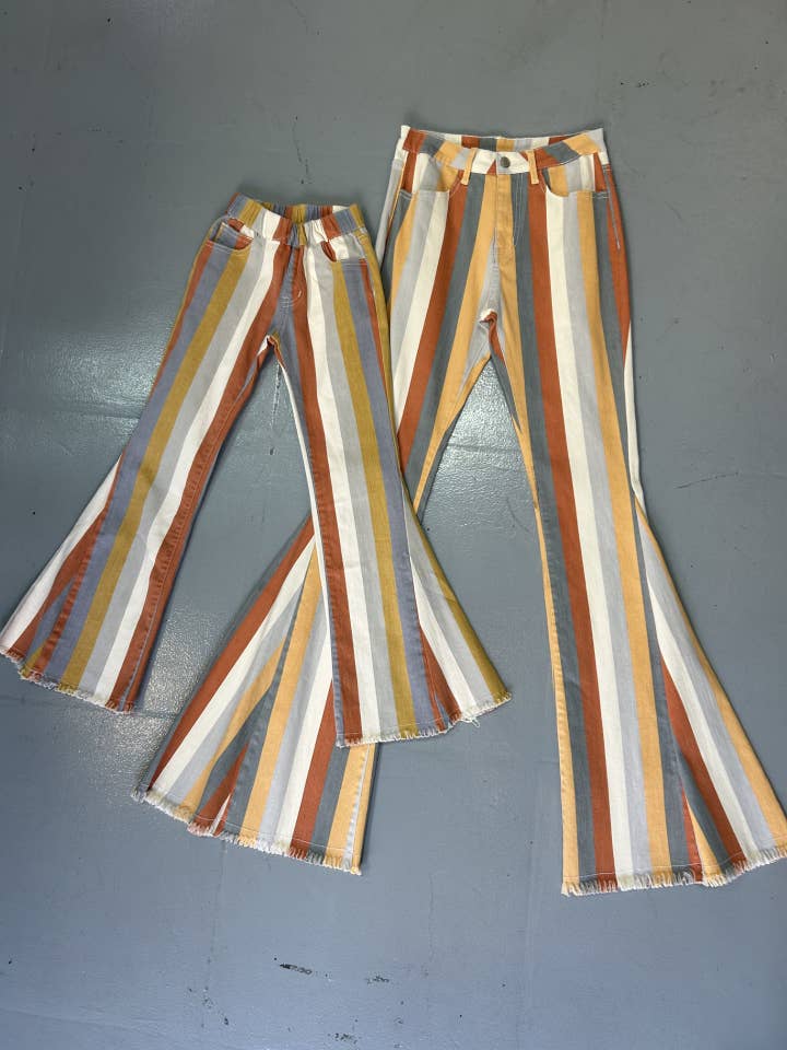 Saints & Hearts - Wholesale Jeans – Kids - SKIP6145A KIDS WESTERN STRIPED DENIM FLARES WITH POCKETS