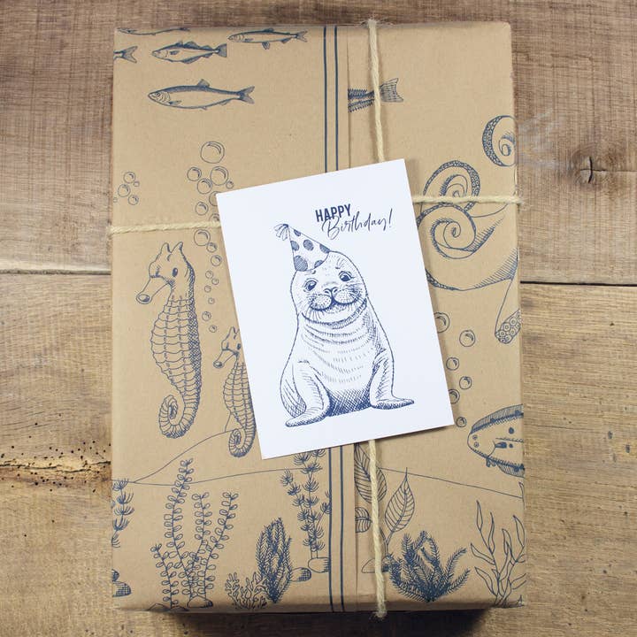 Bow & Hummingbird - Wholesale Birthday Card - Postcard Happy Birthday Seal made from recycled paper2