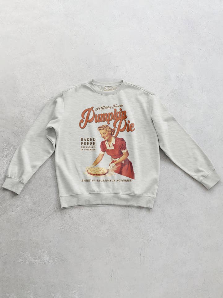 The Clandestine Underground - Wholesale Graphic Sweatshirt - Unisex - Fresh Pumpkin Pie, Thanksgiving Oversized 90's Sweatshirt
