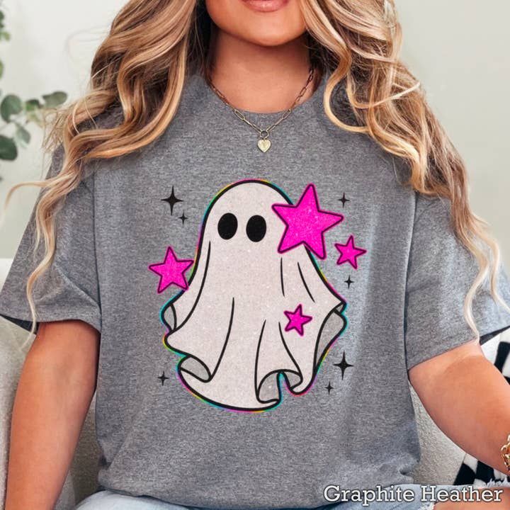 Camiseta Gráfica de Fantasma Preppy Halloween 2025 | Gildan para venta al por mayor de Shoppe SHC