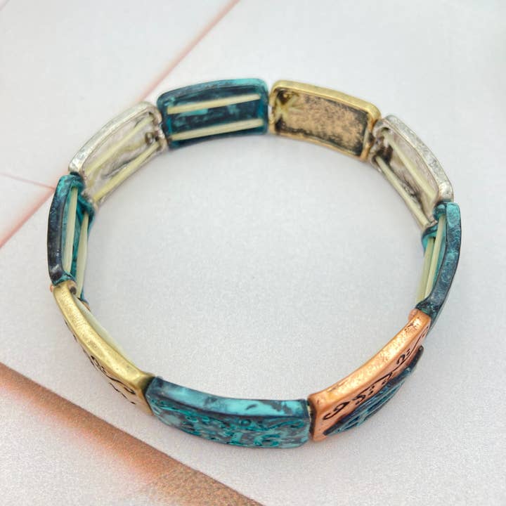 Lunar Deer – wholesale Bangle bracelet – John 3:16 Bible Verse Prayer Square Stretch Bracelet3