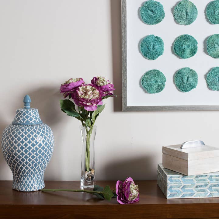 Vickerman 13" Artificial Purple Peony Rose Stem, 6 per Bag for wholesale on Faire1