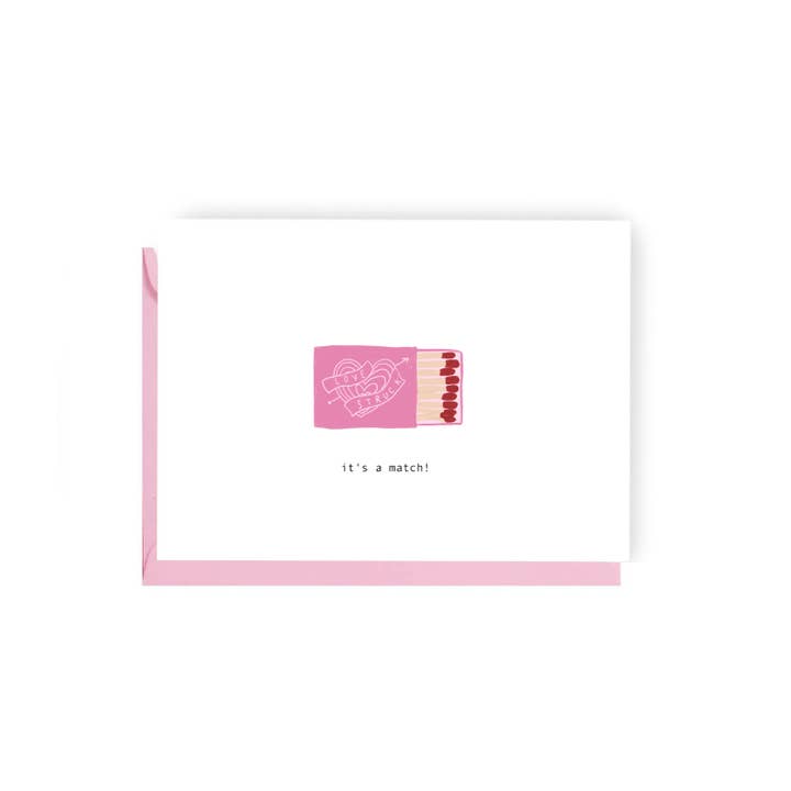 C'est un Match - Carte de Mariage Illustrée pour la vente par Olive and Clive