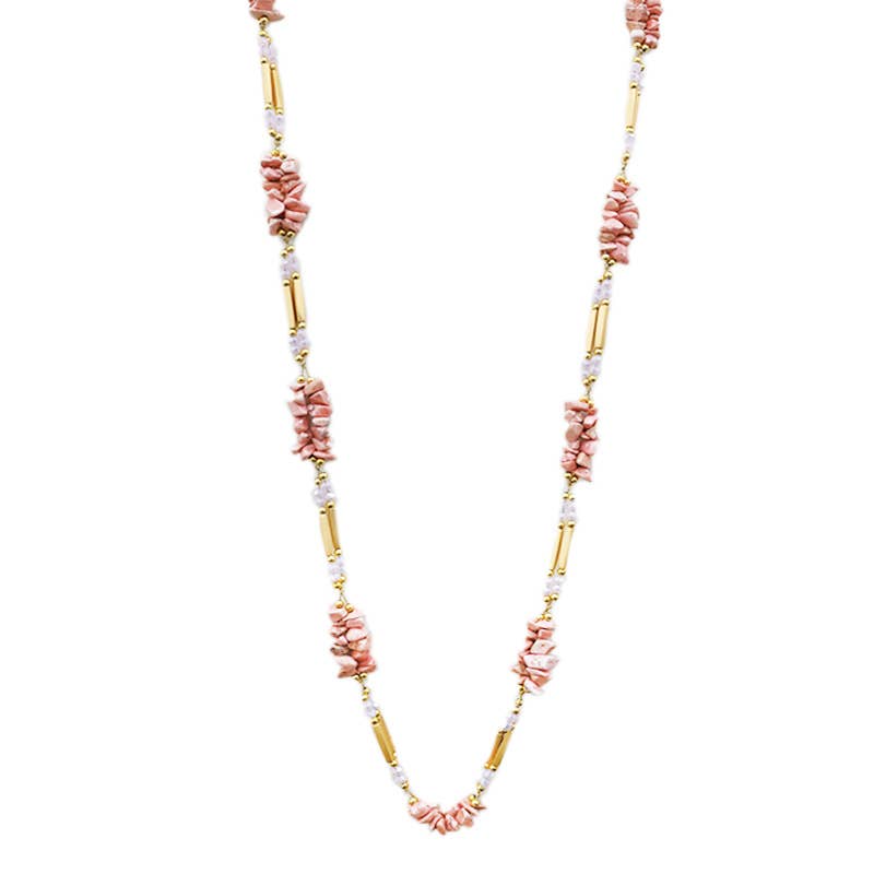 AMORINO SRL - Wholesale Beaded/Pearl Necklace - LONG NECKLACE WITH CRYSTALS AND STONES - HZM24144A8631