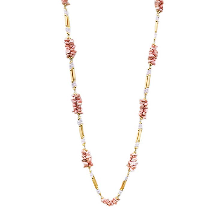 AMORINO SRL - Wholesale Beaded/Pearl Necklace - LONG NECKLACE WITH CRYSTALS AND STONES - HZM24144A8631