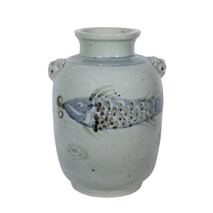 Double Lion Handle Fish Pot for wholesale by Legend Accents