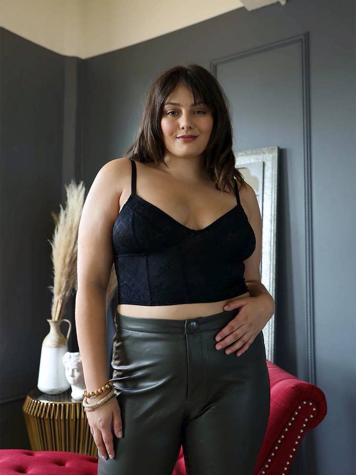 Plus Size Lace Longline Corset Bralette for wholesale by Leto Accessories