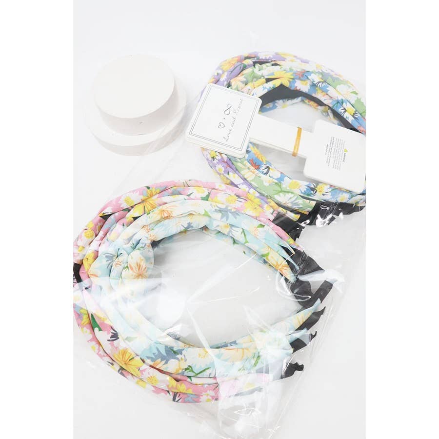 MIX COLOR Soft Floral Pattern Center Knotted Headband for wholesale on Faire8