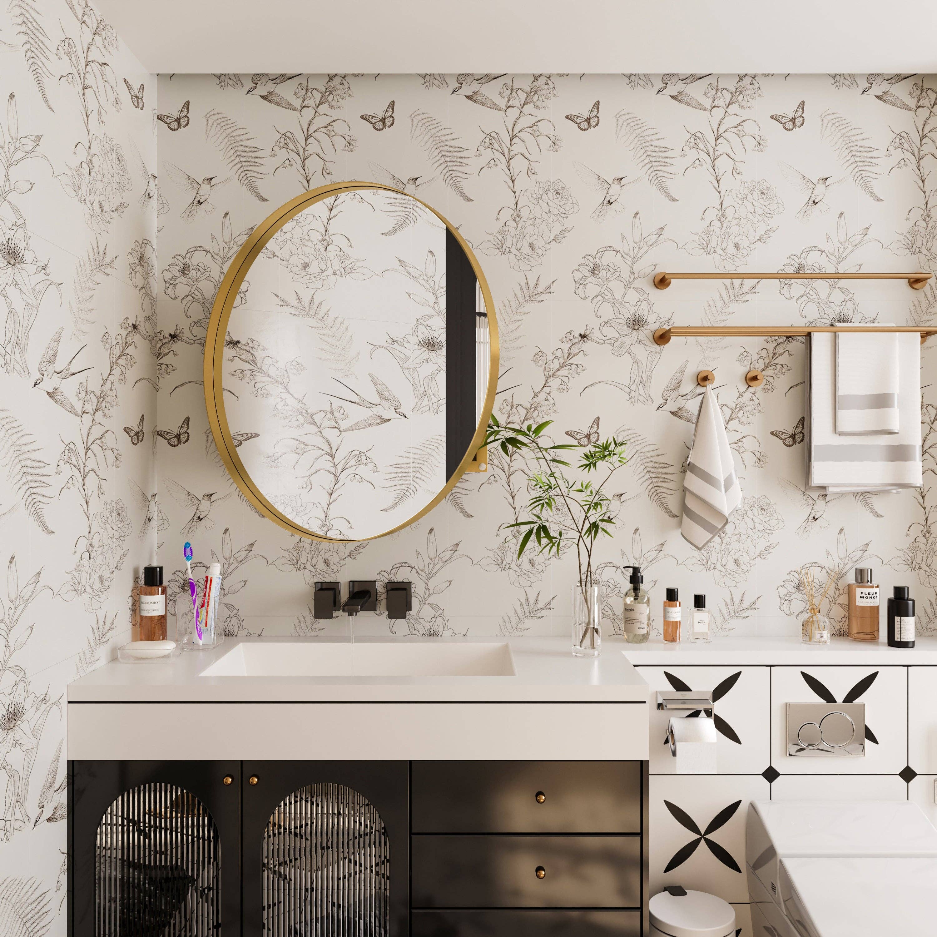 39F Inc. - Wholesale Wall Mirror - 31.5" Matte Gold Round Metal Medicine Cabinet - Mirror4