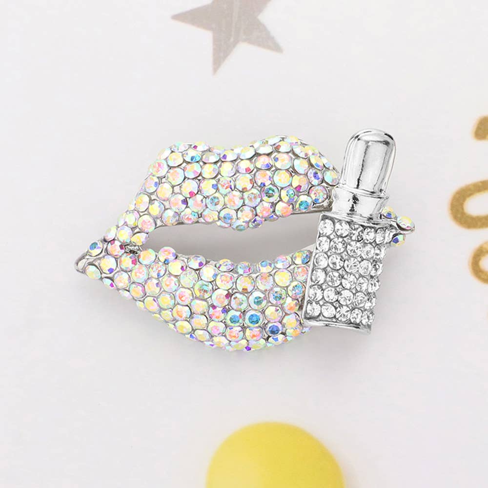 Sensibling Corp. - Vente Broches - Broche Épinglette Lèvre et Rouge à Lèvres Incrustée de Strass2