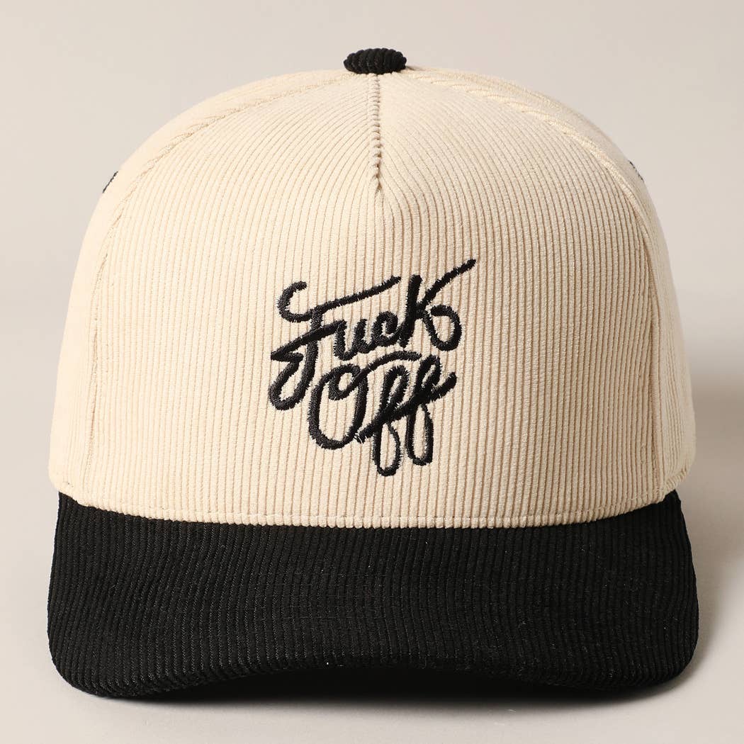 Fashion City - Wholesale Trucker Hat - Unisex - Fuck Off Corduroy Trucker Baseball Cap4