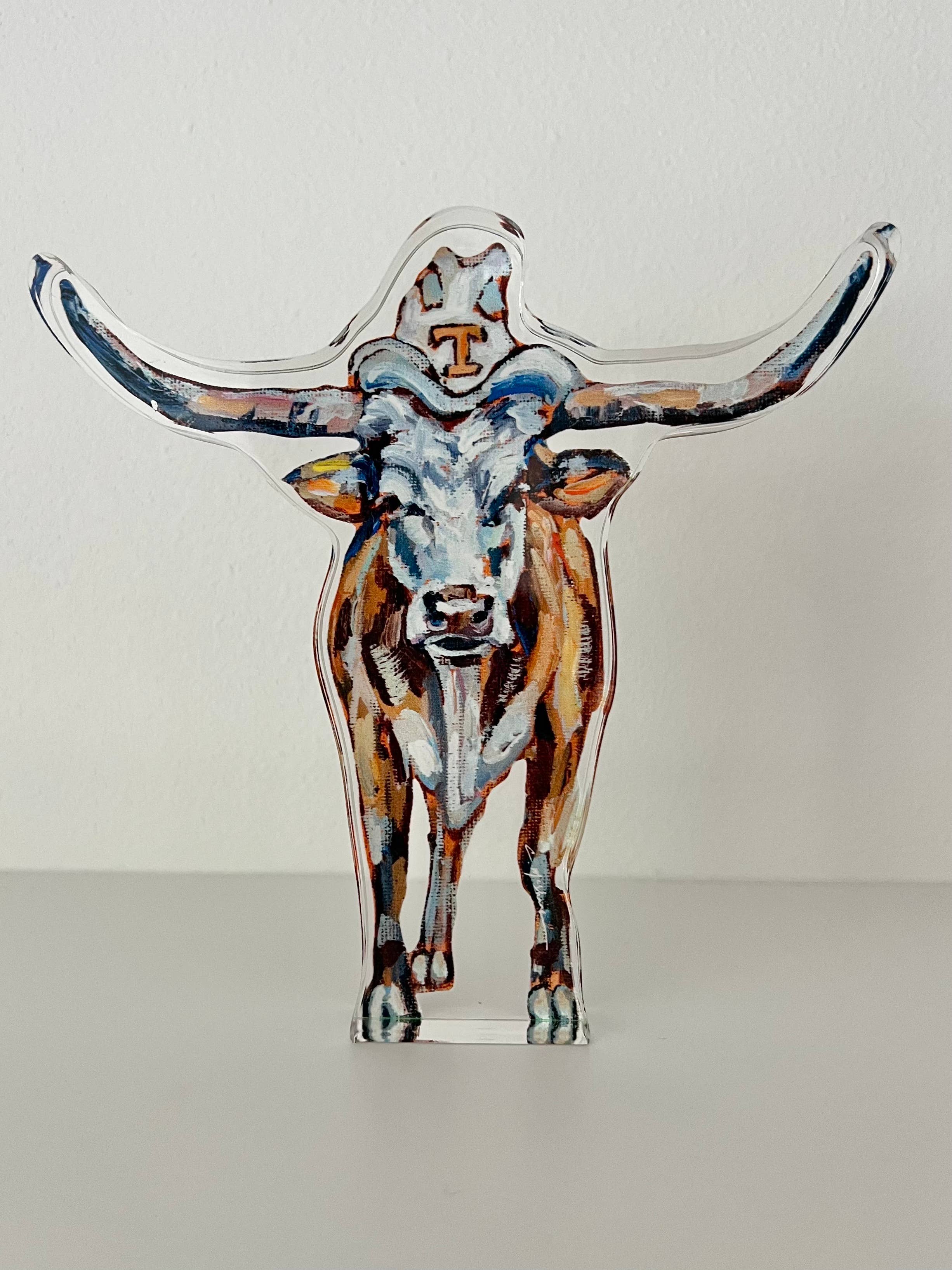 Chelsea McShane Art - Wholesale Decorative Tabletop Object - "Longhorn" acrylic shelfie0