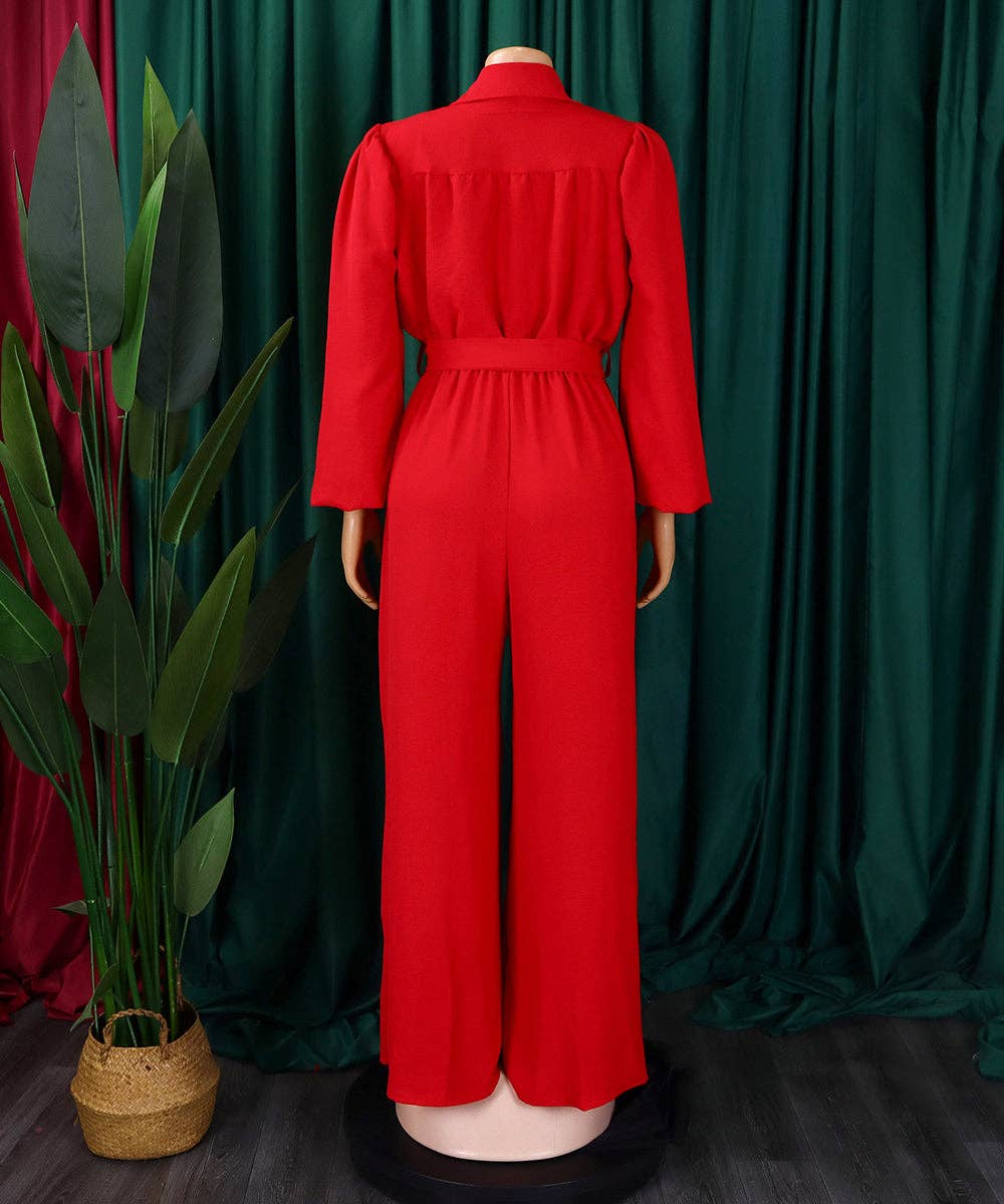 Aria Romance – Engroshandel Jumpsuit - Dame – Langærmet Højtaljet Buksedragt med Vide Ben4