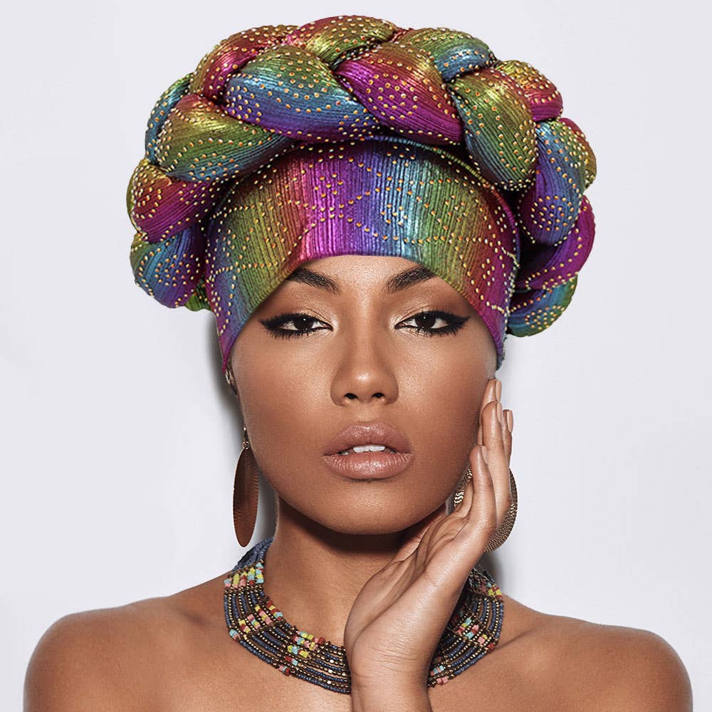 Sensibling Corp. - Wholesale Turban - Women's - Bling Studded Braided Turban Hair Wrap16