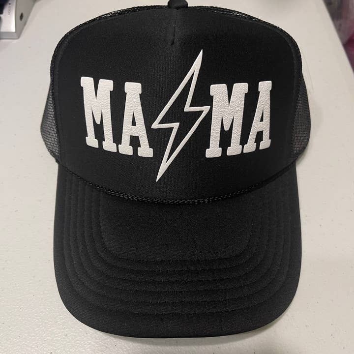 Happi Style - Wholesale Trucker Hat - Women's - Mama Lightening Bolt Trucker Hat | Black2