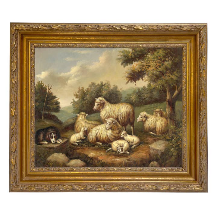 Madison Bay Co. - Historical Home Decor Reproductions - Wholesale Painting/drawing - Sheep in Landscape Framed Painting Print on Canvas71