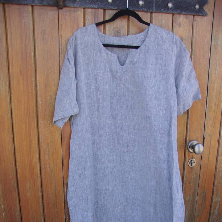 100% linnen lange jurk blauw mescla voor wholesale door cooldesigncollections