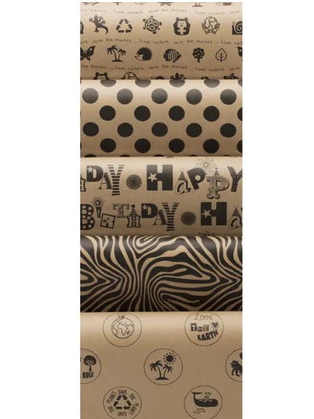 Umweltfreundliches, recyceltes FSC™ -Kraft-Geschenkpapier Love Earth für den Großhandel von The Unique Paper Company